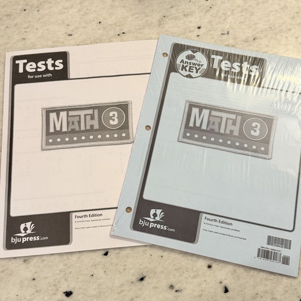 BJU Press Math 3 Tests And Answer Fourth Edition Bob Jones New Homeschool